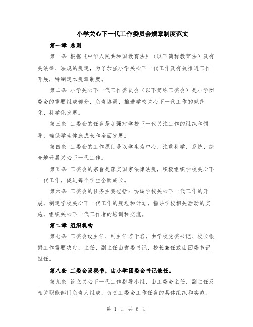 小学关心下一代工作委员会规章制度范文（二篇）
