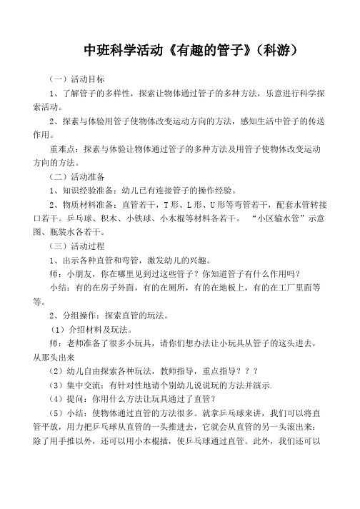 中班科学活动《有趣的管子》(科游)