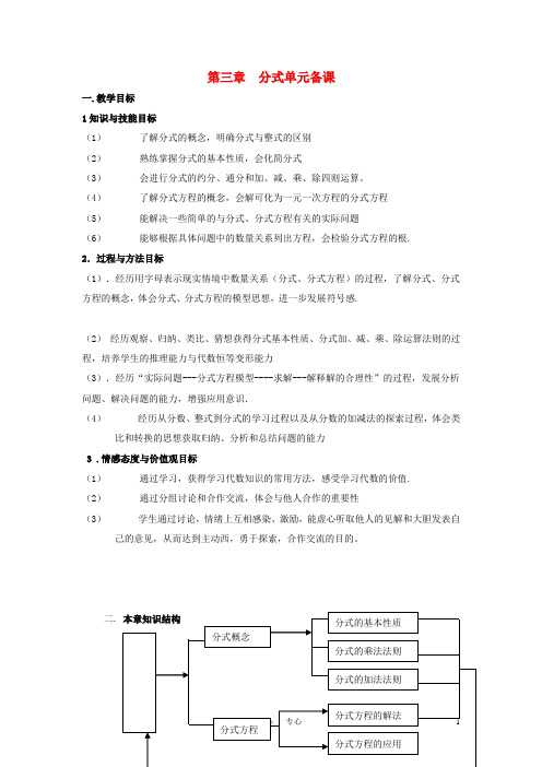 八年级数学上册 第三章分式单元备课 青岛版【教案】