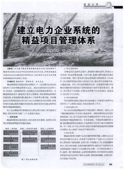建立电力企业系统的精益项目管理体系