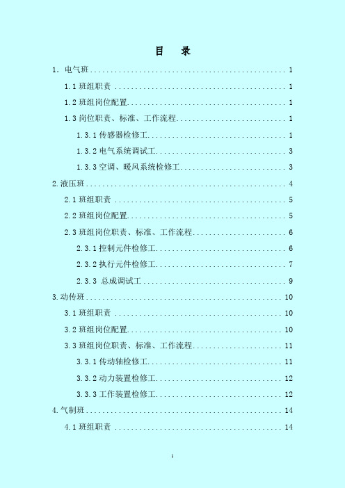 大型养路机械检修车间班组岗位编制细则(试行)