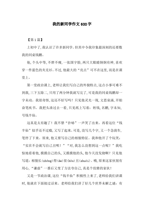 我的新同学作文600字