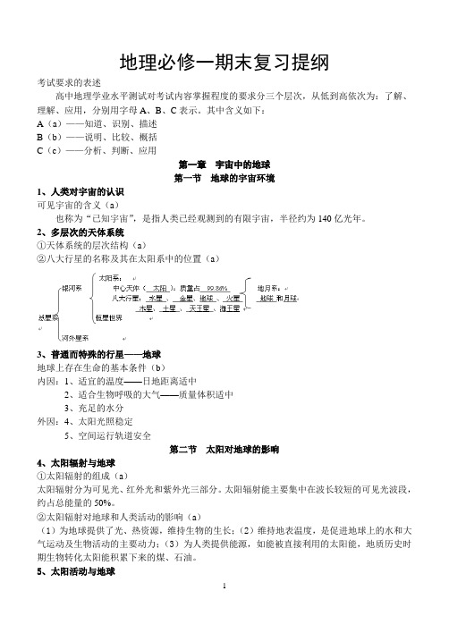 湘教版高中地理必修1复习提纲(第一二三章)