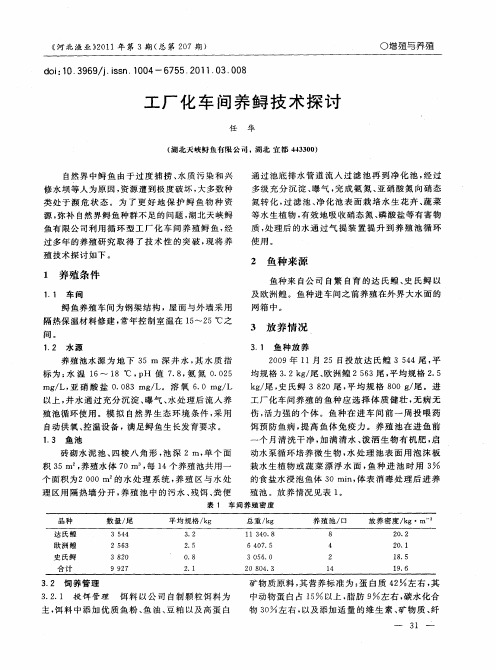 工厂化车间养鲟技术探讨