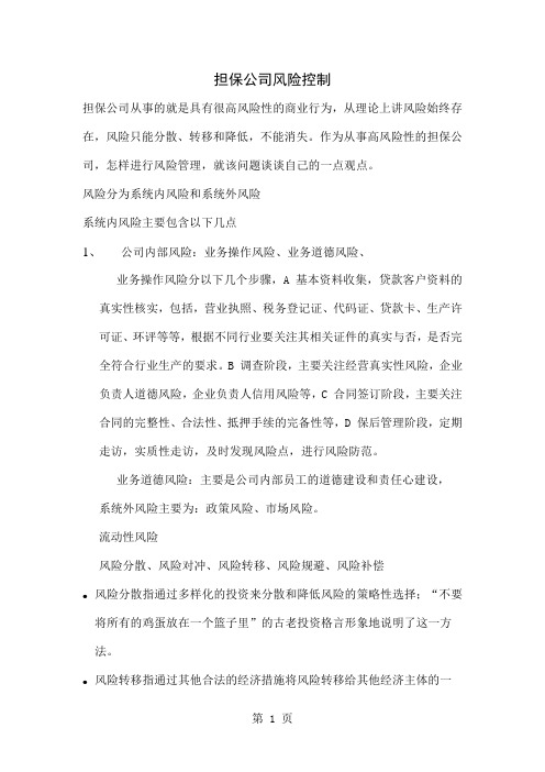 担保公司风险控制整理共21页文档
