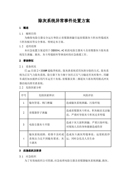除灰系统异常事件处置方案