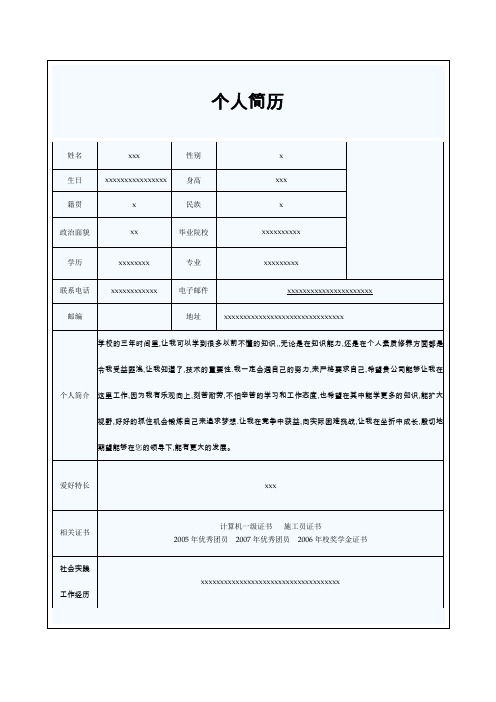 简单明了的个人简历格式