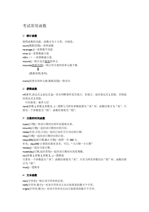 考试常用函数