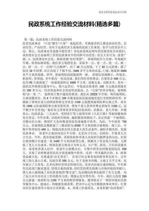 民政系统工作经验交流材料(精选多篇)