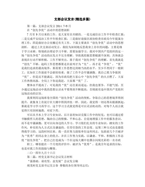 支部会议发言(精选多篇)