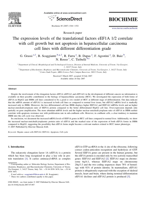 The expression levels of the translational factors eEF1A 12 correlate