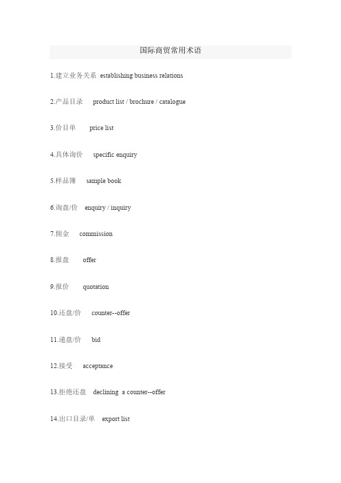 国际商贸常用术语