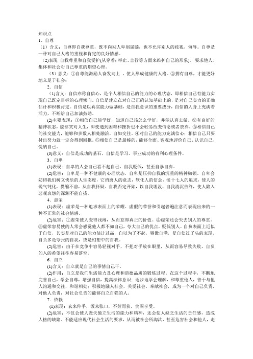 (1)含义自尊即自我尊重