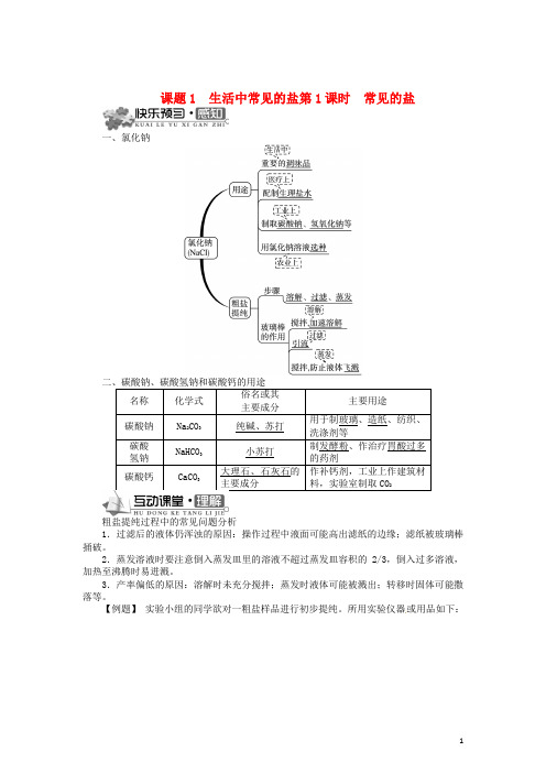 人教版九年级下册化学11.1.1-常见的盐-同步训练(含答案)