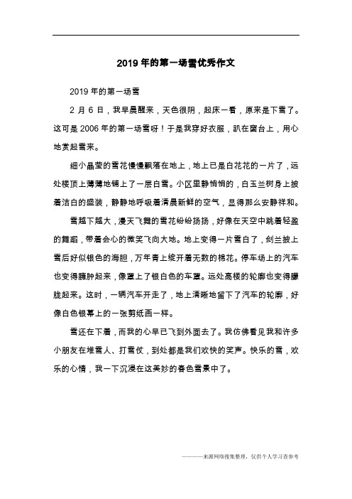 2019年的第一场雪优秀作文