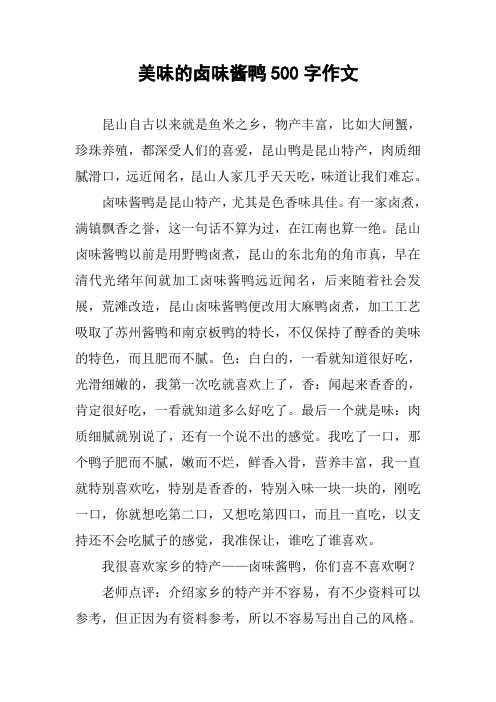 美味的卤味酱鸭500字作文