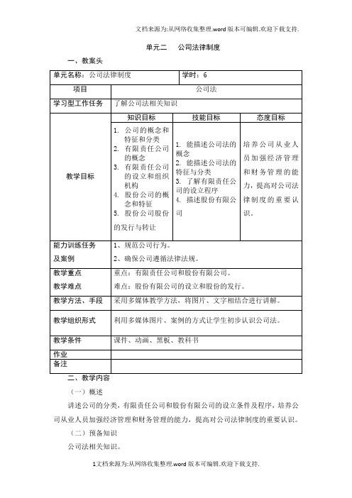 经济法电子教案2公司法律制度