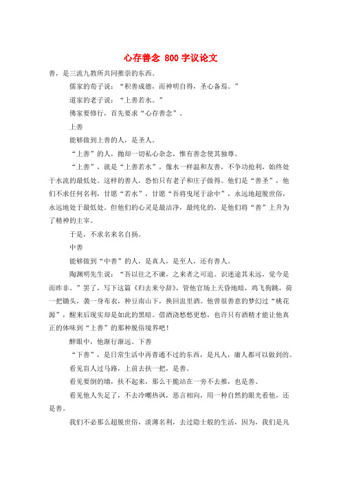 作文范例心存善念 800字议论文