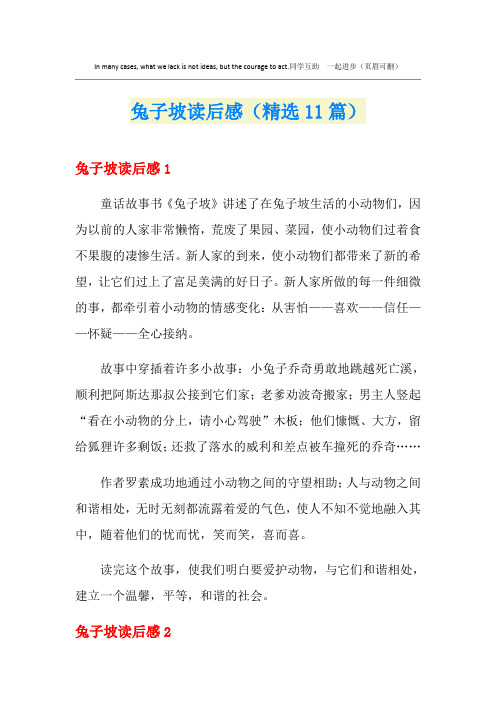 兔子坡读后感(精选11篇)