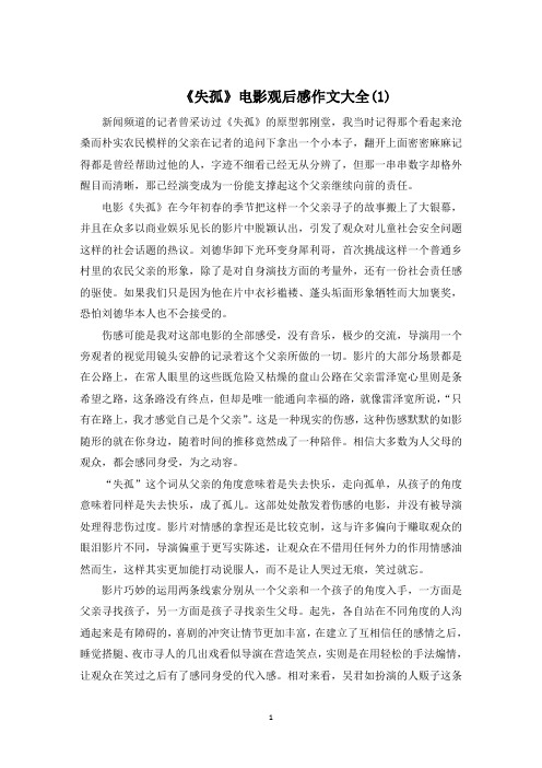 《失孤》电影观后感作文5篇