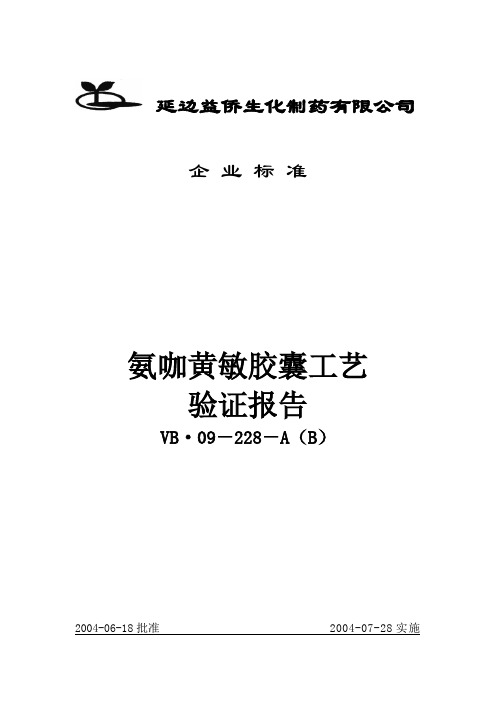 (工艺技术)氨咖黄敏胶囊工艺验证报告