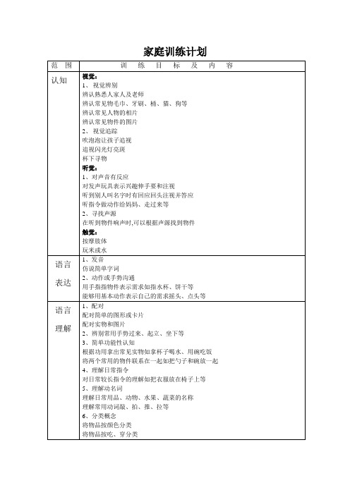 自闭症儿童日常训练计划