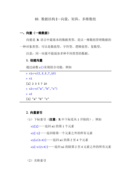 R语言学习系列03-数据结构I—向量,矩阵,多维数组