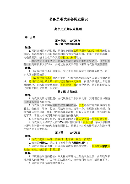 L国家公务员考试必备历史常识(吐血整理)