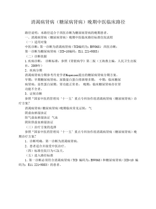 消渴病肾病晚期中医临床路径