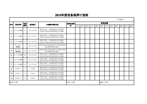 设备保养计划表
