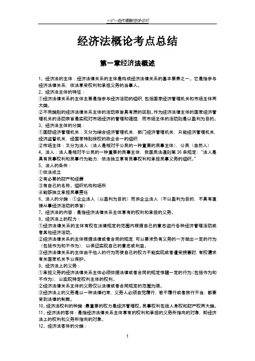 经济法概论考点总结