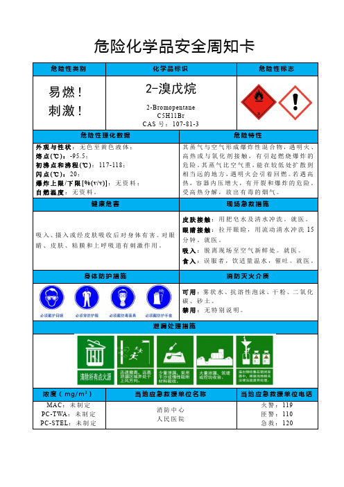 2-溴戊烷-危险化学品安全周卡