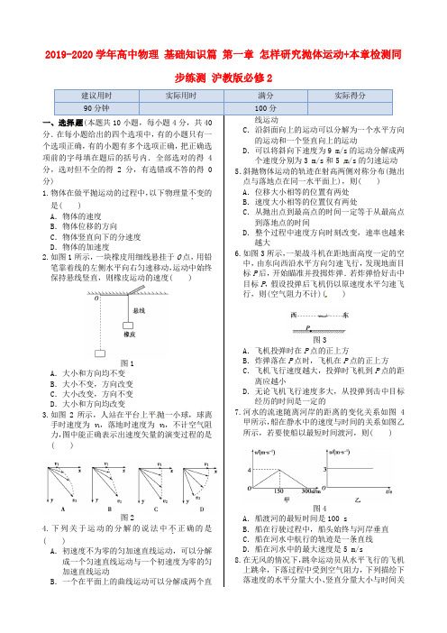 2019-2020学年高中物理 基础知识篇 第一章 怎样研究抛体运动+本章检测同步练测 沪教版必修2.doc