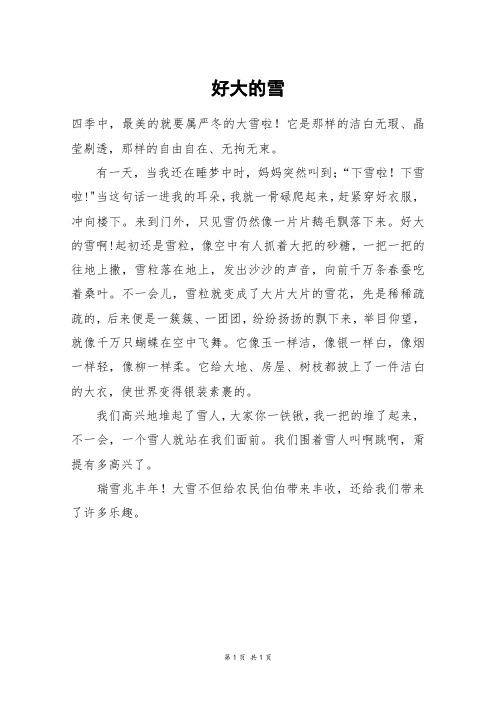 好大的雪_四年级作文