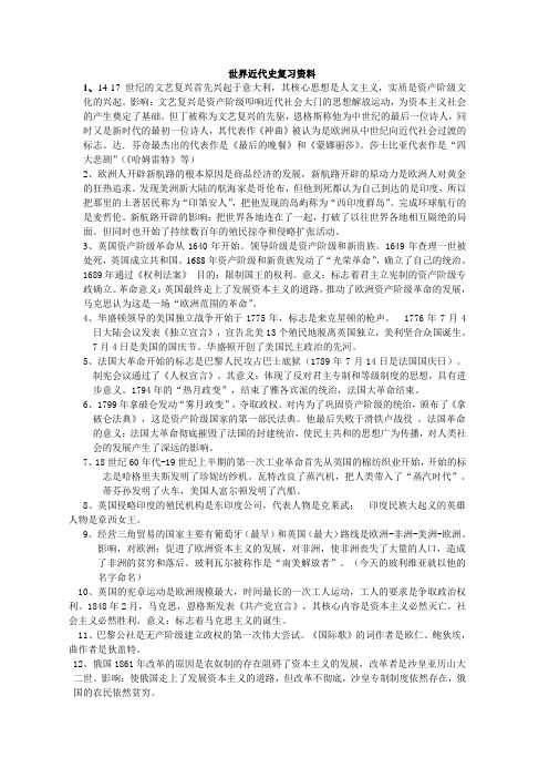 世界近代史复习资料