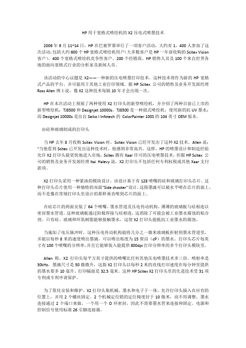 HP用于宽格式喷绘机的X2压电式喷墨技术