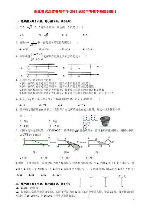 湖北省武汉市鲁巷中学武汉中考数学基础训练4(无答案)
