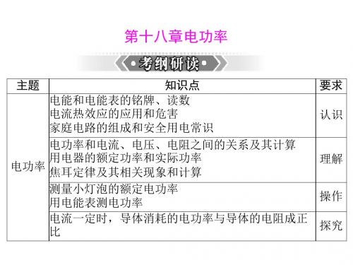 人教版九年级物理：电功和电功率中考物理二轮专题复习课件(共24张PPT)