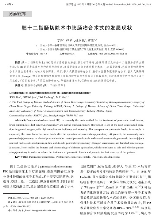 胰十二指肠切除术中胰肠吻合术式的发展现状