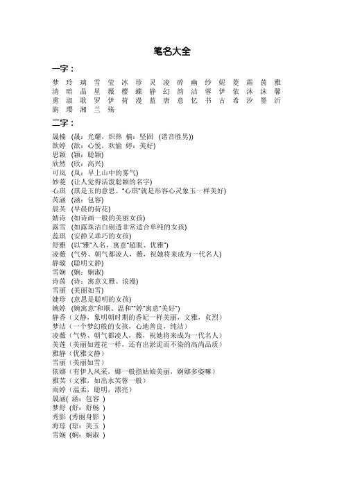 【其它】笔名大全