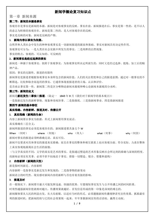 新闻学概论复习知识点