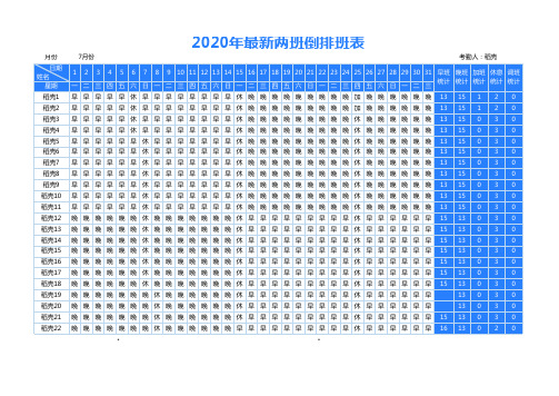 2020年最新2班倒排班表自动统计