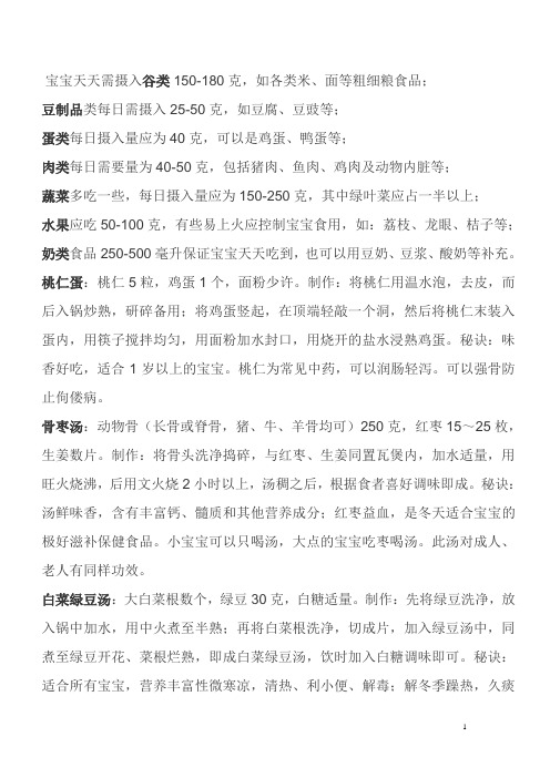 1至3岁的宝宝天天需摄入谷类150