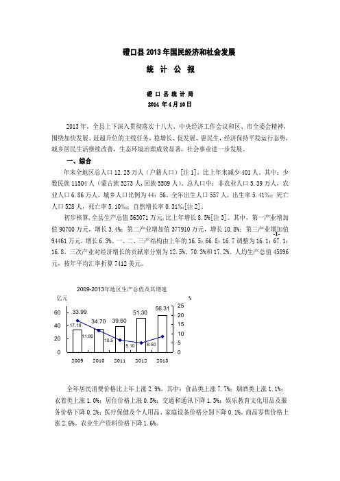 磴口县2013年国民经济和社会发展