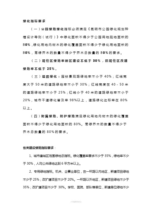 绿化指标要求