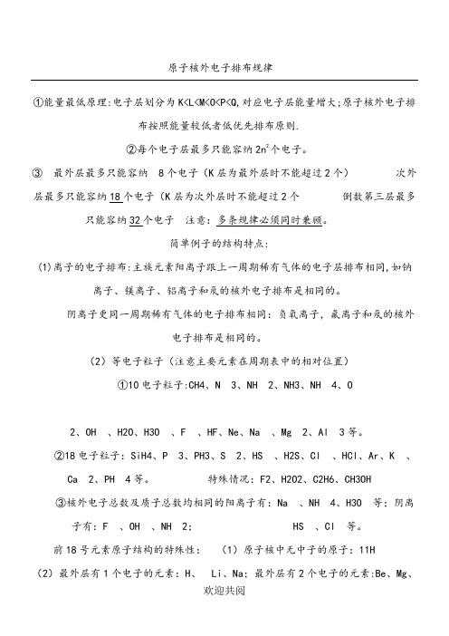 原子核外电子排布规律