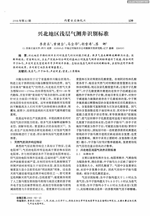 兴北地区浅层气测井识别标准