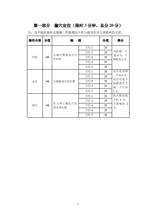 针灸操作技能大赛竞赛打分表
