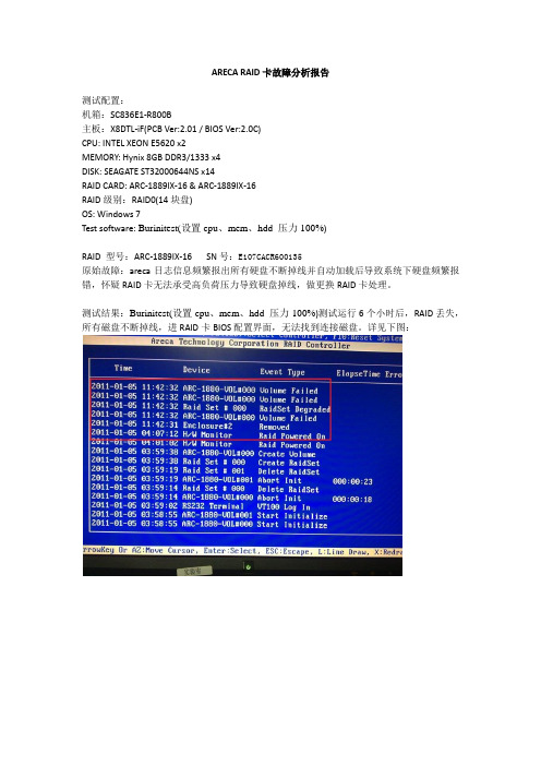 ARECA RAID卡故障分析报告