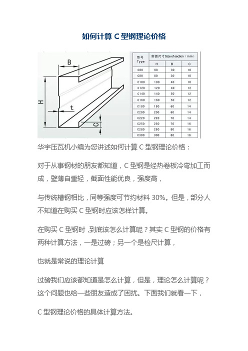 如何计算C型钢理论价格